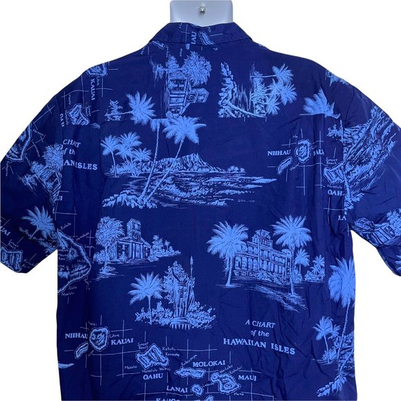 CT Hawaii Fashions Blue Vintage Island King Kamehameha Vacation Shirt XL - Picture 7 of 10